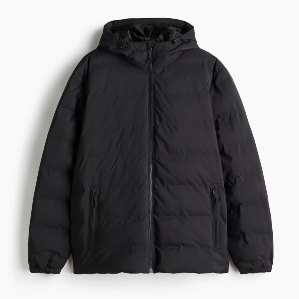 Men's Black H&M Hooded Puffer Jacket Or Teen 16-18Y